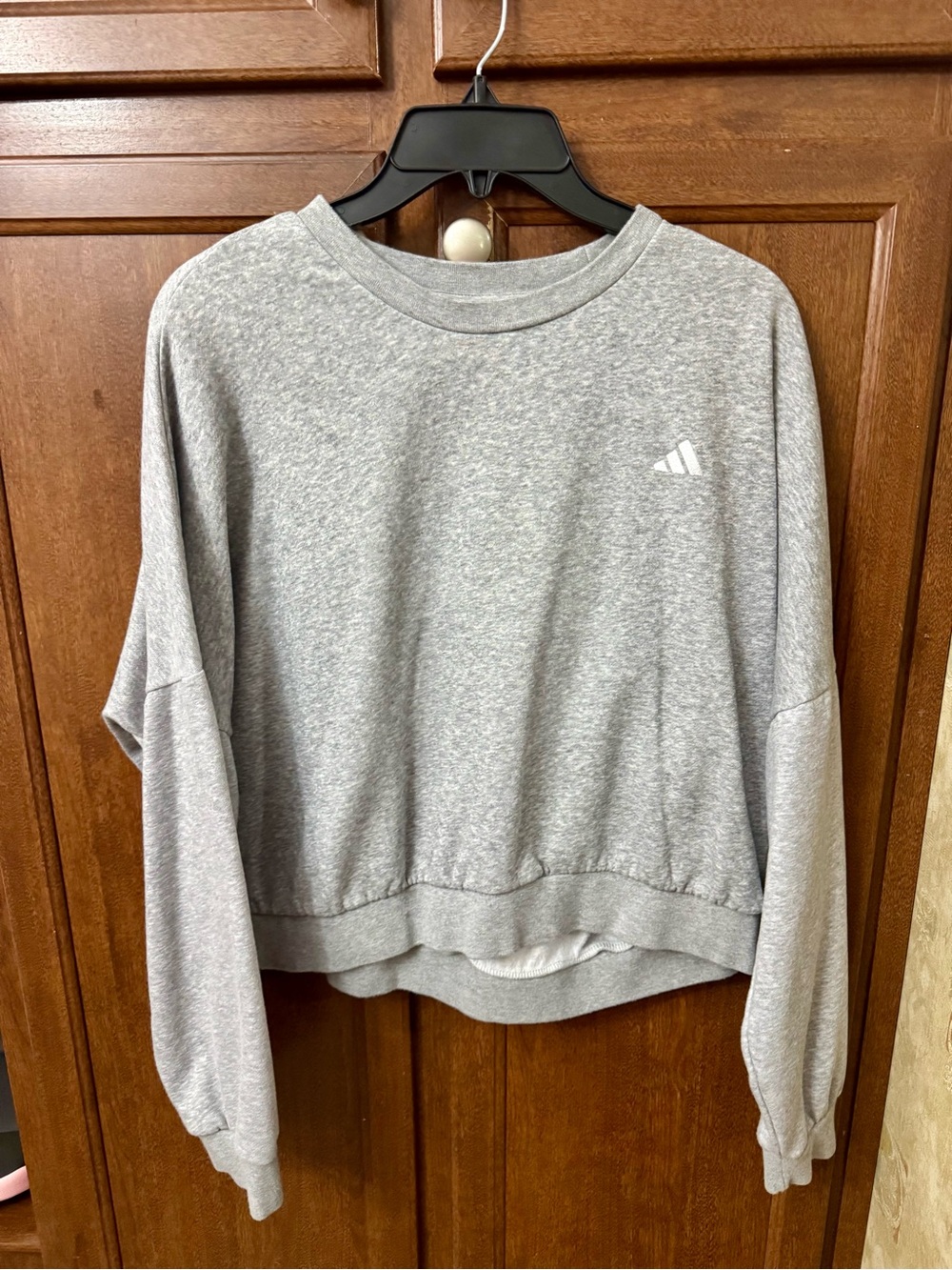 adidas Light Gray Cropped Crewneck Sweatshirt